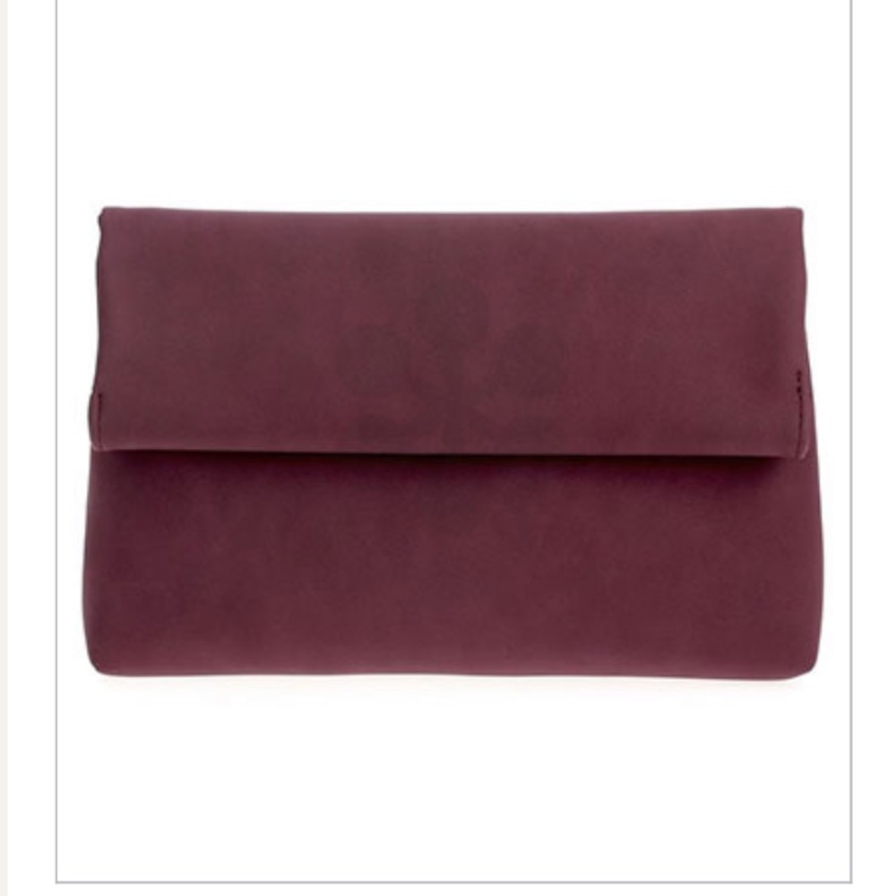 Burgundy fold over clutch